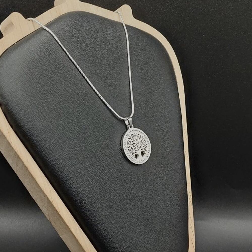 925 Silver Necklace W/ Tree Of Life Pendant CZ Diamonds BOHO Fashion Gift NEW